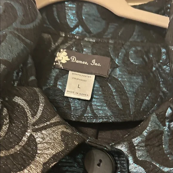 INC International Concepts Shimmering Black and Teal Jacket - Picture 2 of 4